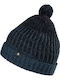 Heavy Knit Pom Pom Beanie Unisex Beanie with Rib Knitting in Navy Blue Color