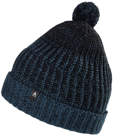 Heavy Knit Pom Pom Beanie Unisex Beanie with Rib Knitting in Navy Blue Color