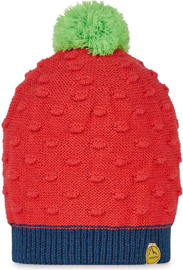 Groove Pom Pom Beanie Frauen Beanie Gestrickt in Rot Farbe