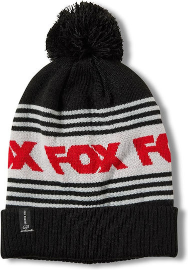 Frontline Pom Pom Beanie Unisex Σκούφος με Rib Πλέξη σε Μαύρο χρώμα