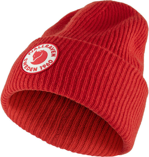 1960 Logo Beanie Γυναικείος Σκούφος με Rib Πλέξη σε Κόκκινο χρώμα