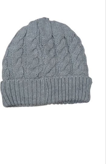 Beanie Γυναικείος Σκούφος με Πλεξούδες σε Γκρι χρώμα