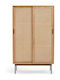 Waska Δίφυλλη Ντουλάπα Συρόμενη Φυσικό 109x55x180cm
