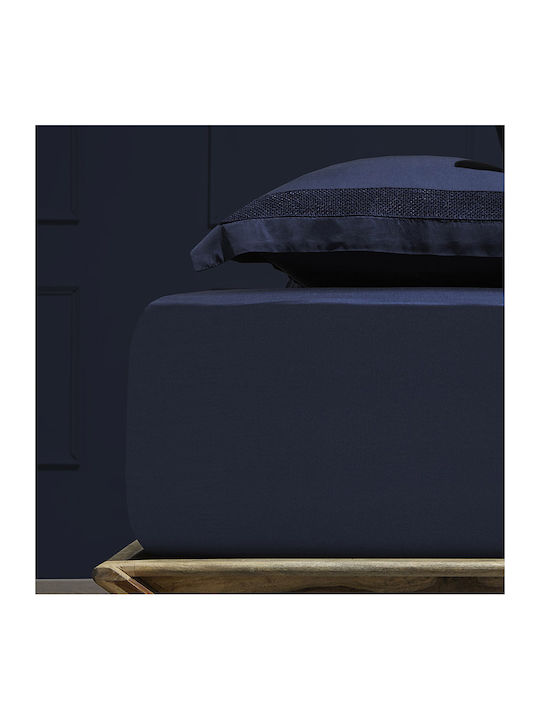 Hauz Cearșaf King Size cu Elastic 180x200+40cm. Albastru