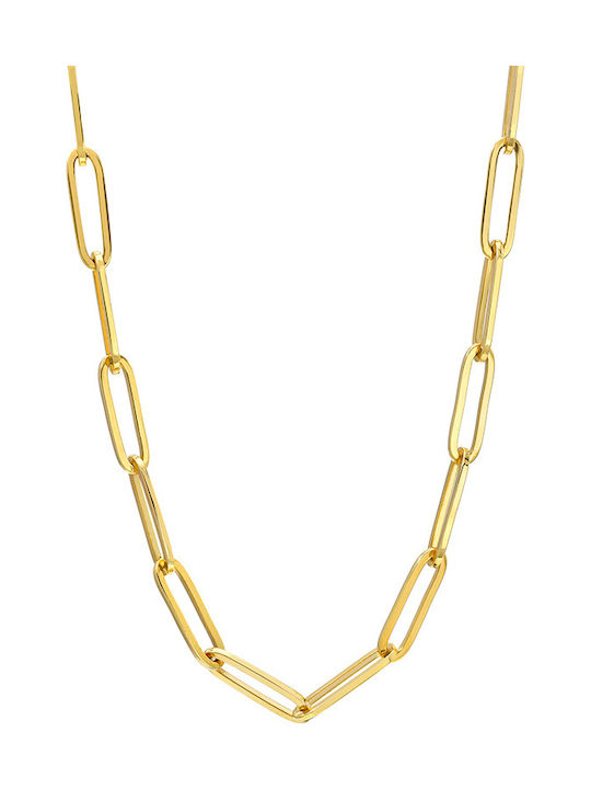 Theodora's Jewellery Αλυσίδα Λαιμού από Ατσάλι Επιχρυσωμένη Μήκους 40cm