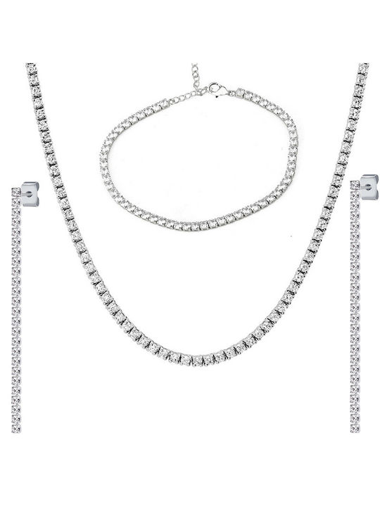 Theodora's Jewellery Steel Set Earrings , Bracelet & Necklace
