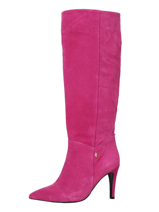 Suede High Heel Women's Boots Fuchsia