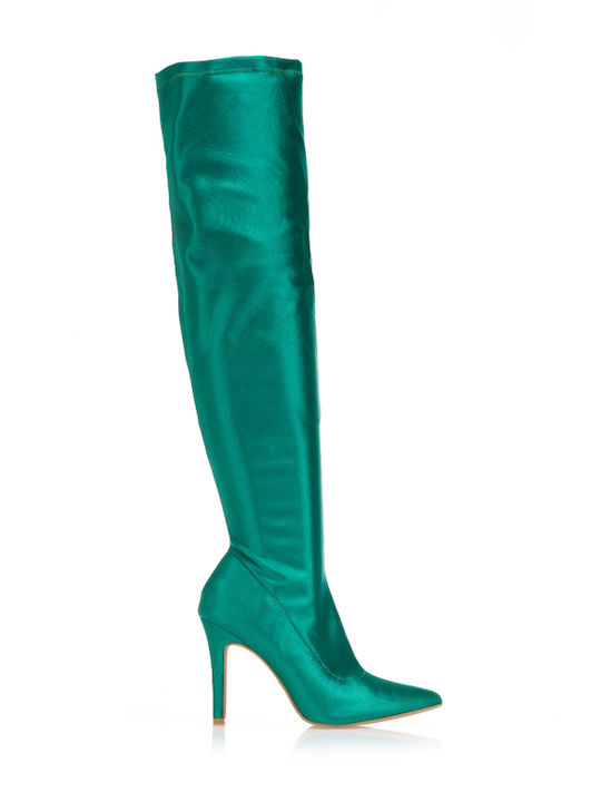 Tsoukalas Damenstiefel Über dem Knie Grün