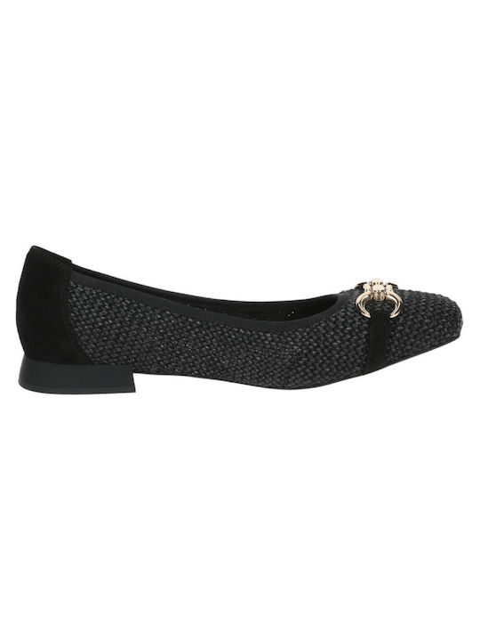 Caprice Anatomic Leather Ballerinas Black