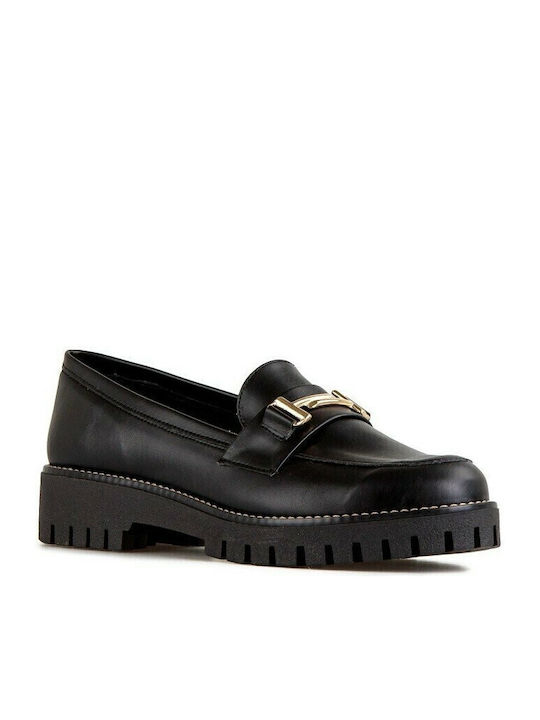 Leather Women's Moccasins in Black Color