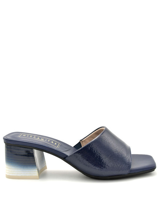 Hispanitas Mules mit Chunky Hoch Absatz in Blau Farbe