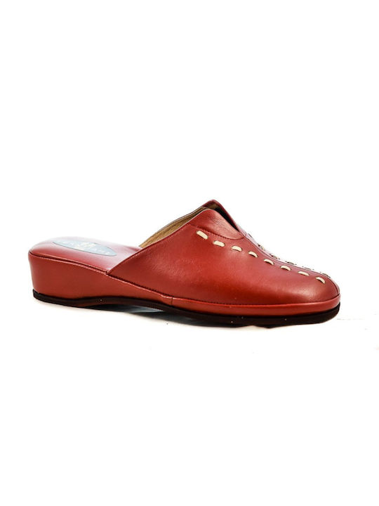 Yfantidis Leather Women's Slippers Red