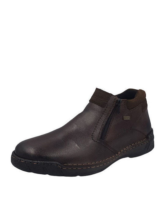 Leather Brown Men's Boots Waterproof Anatomical with Zipper
