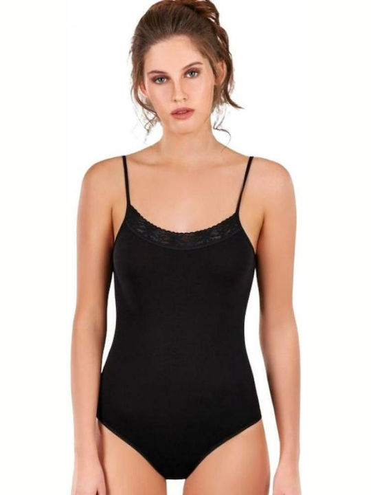 Frauen Bodysuit mit Spitze Schwarz