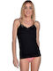Women's Cotton T-Shirt with Spaghetti Strap Black