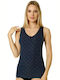 Ärmellos Marineblau Damen T-Shirt
