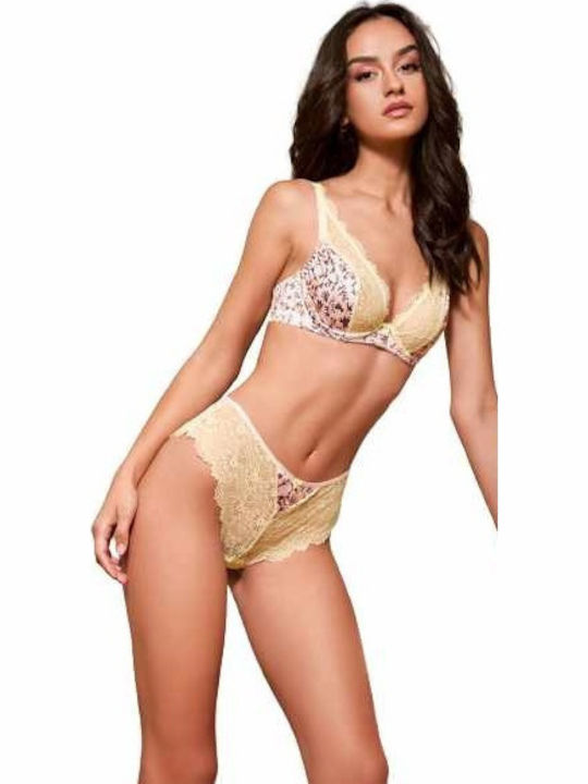 Miss Rosy Lace Underwear Set with Bra & Slip Beige