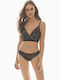 Promise Дантелен Комплект Дамско Бельо Bralette с Плъзгащ се Черен
