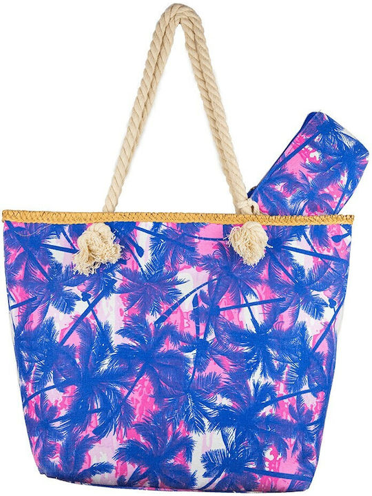 Aquablue Straw Beach Bag with Cosmetic Bag Purple