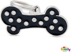 My Family Chic Dog ID Bone Black Metal Small