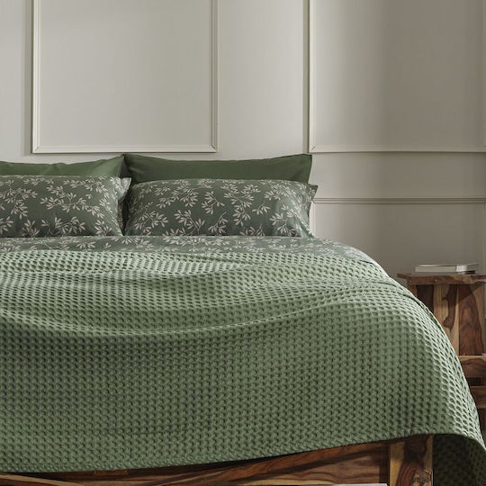 Aigaion Pătură Pique Extra-dublă 250x240cm Verde