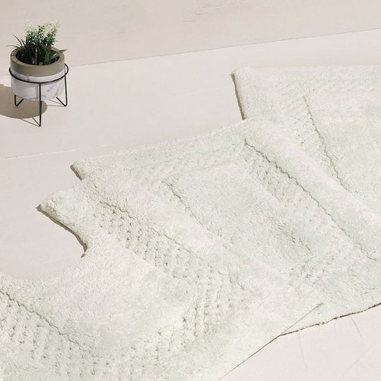 Bed&Bath Bath Mat Cotton Toilet Blue Border Waffle 50x55cm