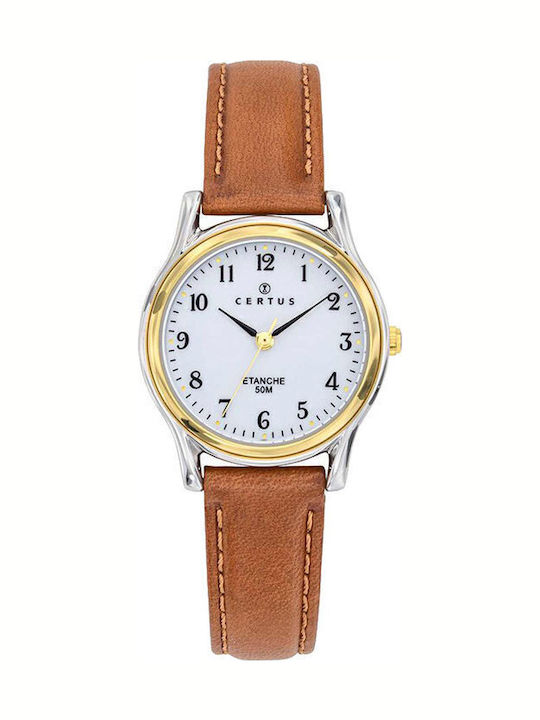 Certus Strap Γυναικείο Ρολόι 28.5mm Μπαταρίας με Καφέ Δερμάτινο Λουράκι