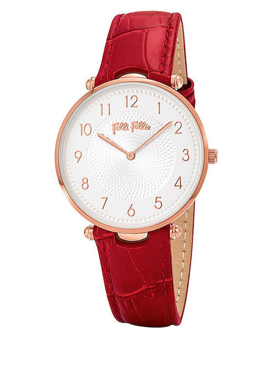 Folli Follie Lady Club Damen Uhr mit Rot Lederarmband