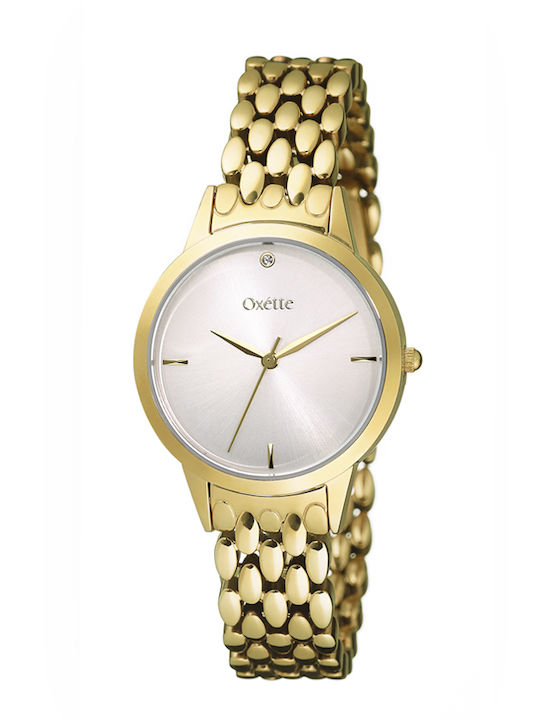 Oxette Olivia Γυναικείο Ρολόι Μπαταρίας με Χρυσό Μεταλλικό Μπρασελέ