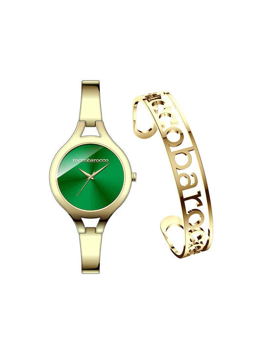 Rocco Barocco Watch with Green Metal Bracelet