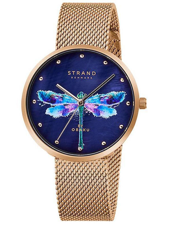 Strand by Obaku Women's Watch with Gold Metal Bracelet