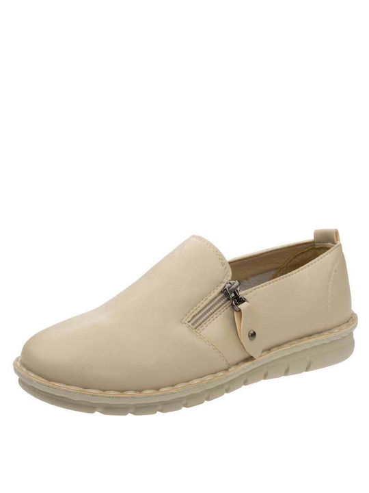 Plato S-21 Women's Synthetic Leather Slip-Ons Beige