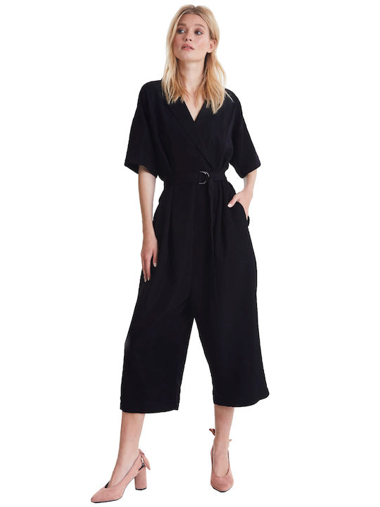ICHI Women's Short-sleeved One-piece Suit Black