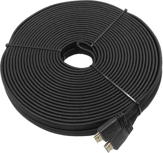 Factory HDMI 2.0 Premium High Speed 4K 60Hz HDR Flat / Braided Cable HDMI male - HDMI male 20m Μαύρο