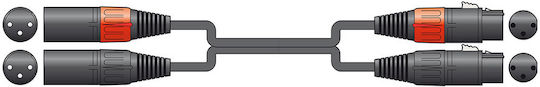 Chord Cable 2 x XLR Male - 2 x XLR Female Black 6m