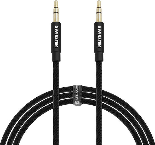 Swissten Audio Cable 3.5mm Male - 3.5mm Male Black 1.5m with Gold Plated Terminals