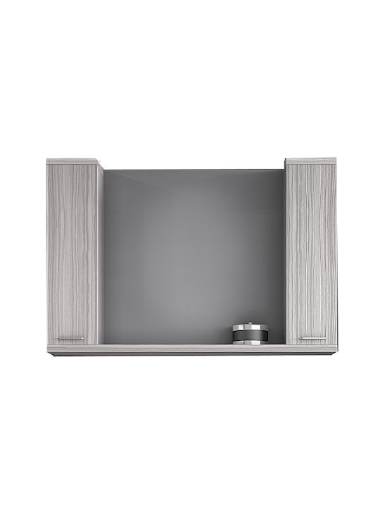Drop Rechteckiger Badezimmerspiegel aus Spanplatte mit Regal & Schrank 98x72cm Beige