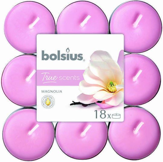 Bolsius Ρεσώ True Scents με Άρωμα Μανώλια σε Ροζ Xρώμα (έως 4 Ώρες Καύσης) 18τμχ