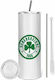 Koupakoupa Glass Thermos Stainless Steel BPA Free 600ml White with Mouthpiece and Straw