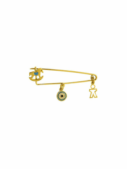 Amor Amor Child Safety Pin made of Gold Plated Silver for Boy