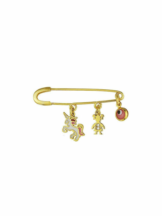 Amor Amor Child Safety Pin made of Gold Plated Silver for Girl