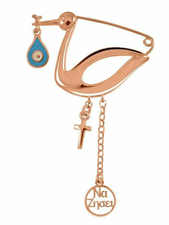 Amor Amor Child Safety Pin made of Gold Plated Silver with Cross for Girl