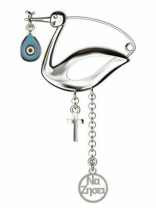 Paraxenies Child Safety Pin made of Silver with Cross for Boy