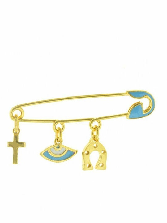 Paraxenies Child Safety Pin made of Gold Plated Silver with Cross for Boy