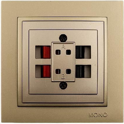 Mono Electric Despina Πρίζα Ηχείων με Πλαίσιο σε Χρυσό χρώμα 505-002205142