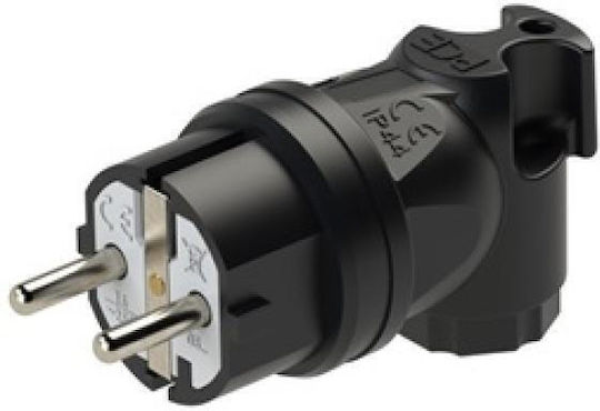 Waterproof Male Schuko Plug Corner Black