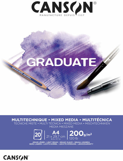 Canson Watercolour Pad Graduate A4 21x29.7cm 20 Sheets