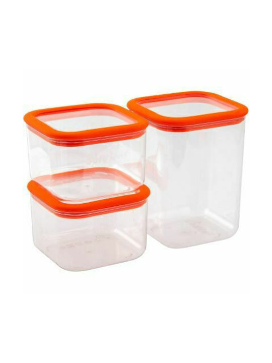 SoftBowl SoftBowl Set of 3pcs Jars General Use with Airtight Lid Plastic Transparent 600ml