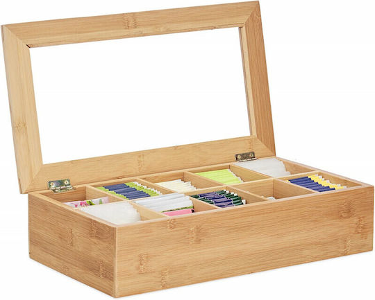 Relaxdays Box für Tee mit Deckel Hölzernes Braun 20x20x9cm Relaxdays Box für Tee mit Deckel Hölzernes Braun 20x20x9cm
