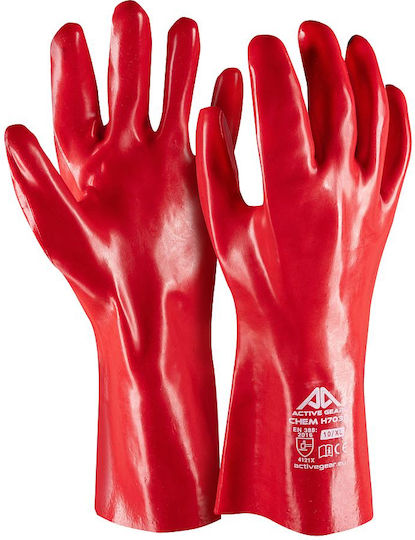 Active Gear Waterproof Safety Gloves Red PVC Cotton